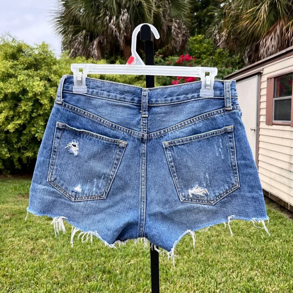 We The Free People Sofia Distressed Denim Shorts Size 27 - Picture 2 of 10